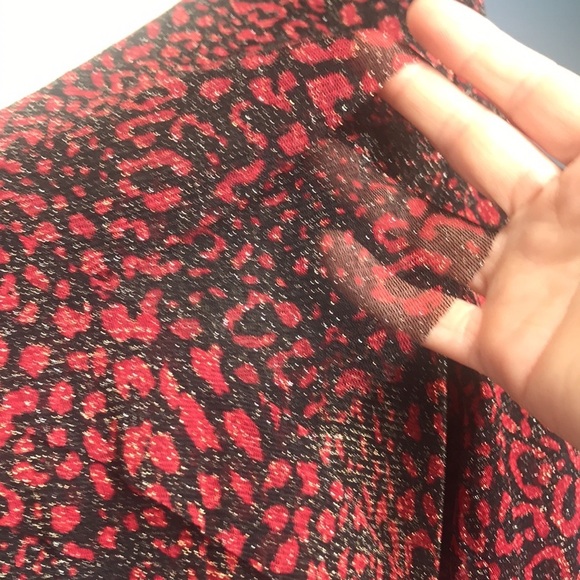 NWT Allison Daley red & black cheetah print 3/4 sleeves layered formal blouse - Picture 6 of 16